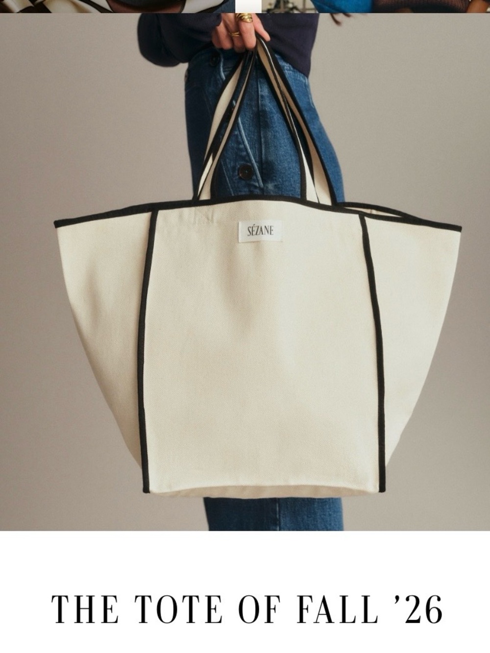 Sézane FW 2026 limited edition cream/black tote